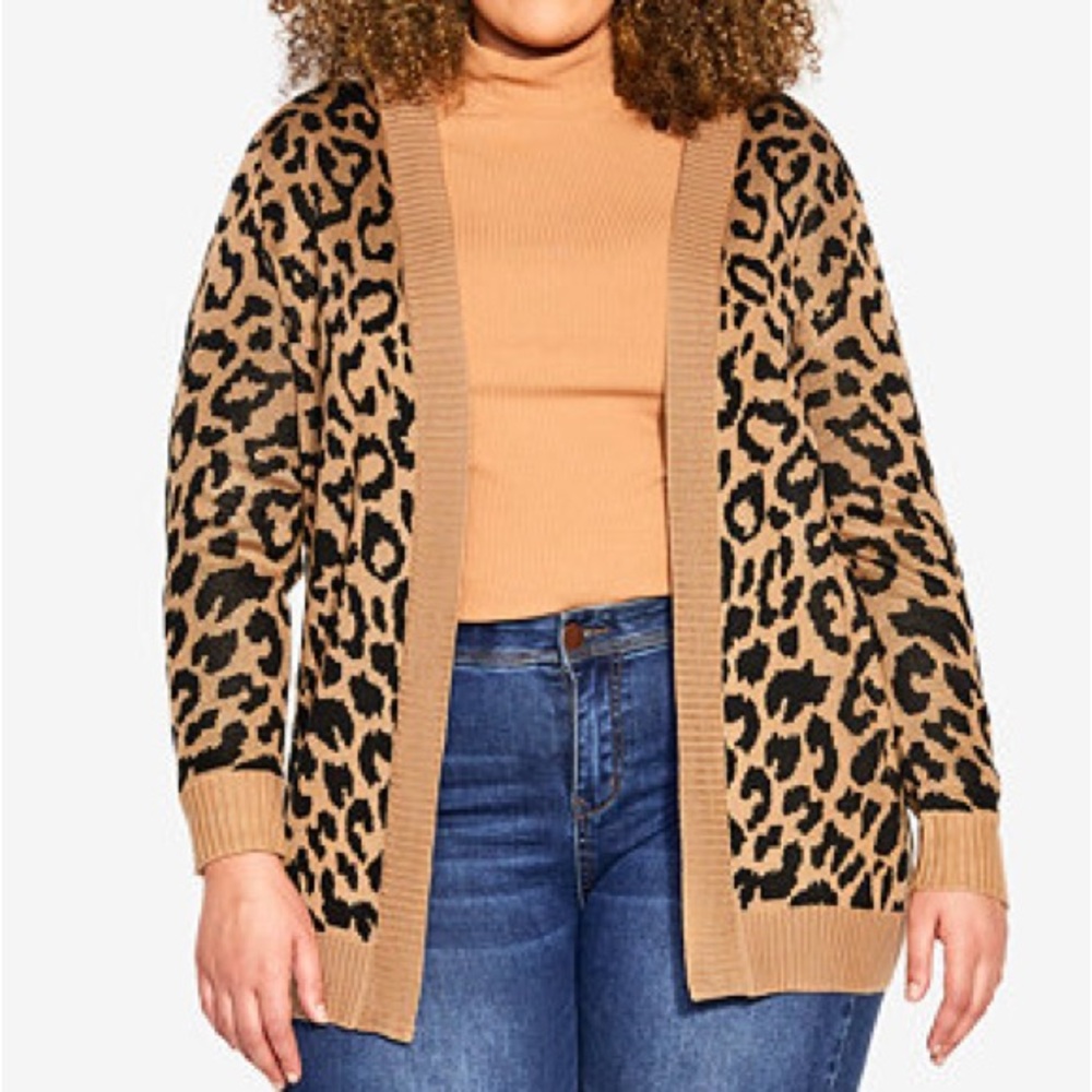 Sincerely Jules Tan and Black Leopard Cardigan Sweater